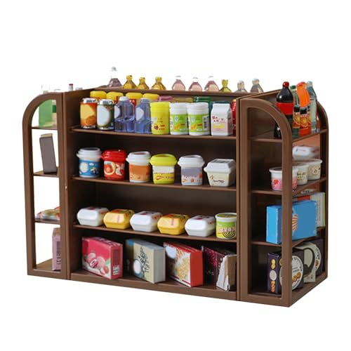 Mini-Supermarktregal | Miniaturmöbel für Puppen, simuliertes Spielzubehör, Mini-Möbel für Geschäftsspiele, Spielzeugregal für Puppenhausdekoration, Dekoration von Zunishaone