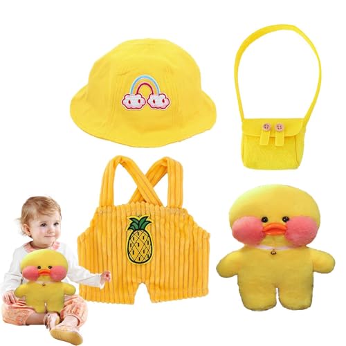Plüschente mit Kleidung und Zubehör – Ente aus Plüsch mit abnehmbaren Anzügen, weiche Ente zum Anziehen, ideal für Geschenk, Dekoration und Sammlung, niedliches Plüschtier für Kinder von Zunishaone