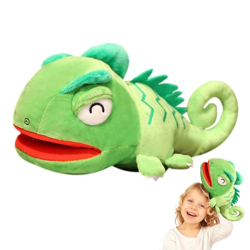 Puppet für Kinder - kreatives Chamäleon-Plüschspielzeug, weiche Handpuppe | Geschichtenspielzeug mit beweglichem Mund, niedliches Eidechsen-Design für Kinder, , Mädchen von Zunishaone