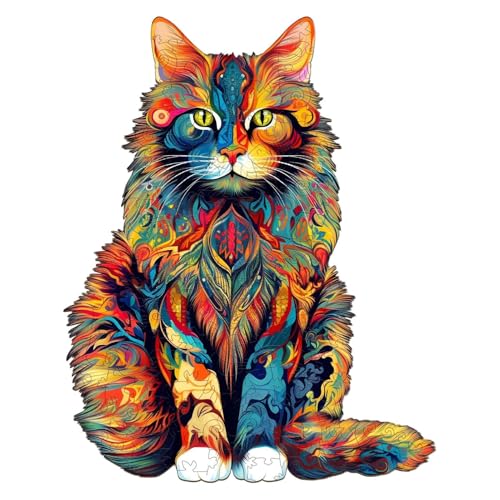 Puzzle aus Katze | Puzzles in Tierform | Hochwertiges Holzpuzzle mit detaillierten Motiven, ideal für die kognitive Entwicklung und Entspannung von Kindern und Erwachsenen von Zunishaone