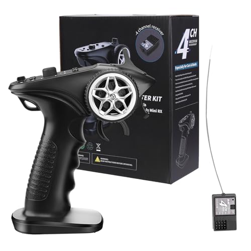 RC -Fernbedienung und Empfänger - 2,4 -GHz -System mit hoher Präzision, geringer Latenz, stabiles Signal, langer Entfernung, kompaktes Design | Drahtlose Kontrolle für RC -Autos, Boote, Drifts, Raupen von Zunishaone
