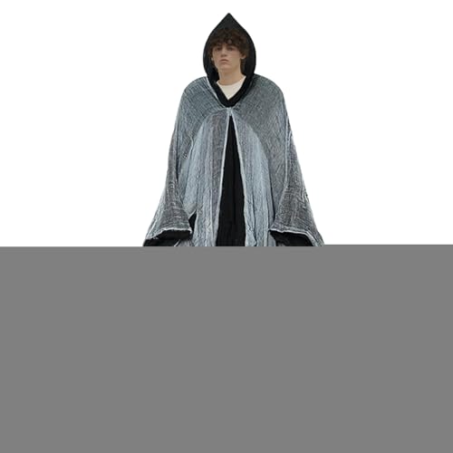 Scary Halloween Cloak - Unisex Mit Kapuze Mit Weißem Maschenumhang, Gruseliger Leichtem Atmungsaktives | Langes Leinenkostüme Für Rollenspiele, Thementanz, Geburtstagsnacht, Kostümpartys, Cosplay Und von Zunishaone