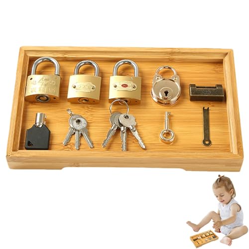 Schlösser mit Schlüsseln lernen - montesori Lock und Key Toy für Kleinkinder und Kinder | Lernspielzeug aus für frühe Entwicklung, Geschicklichkeit und Hand-Augen-Koordination | von Zunishaone