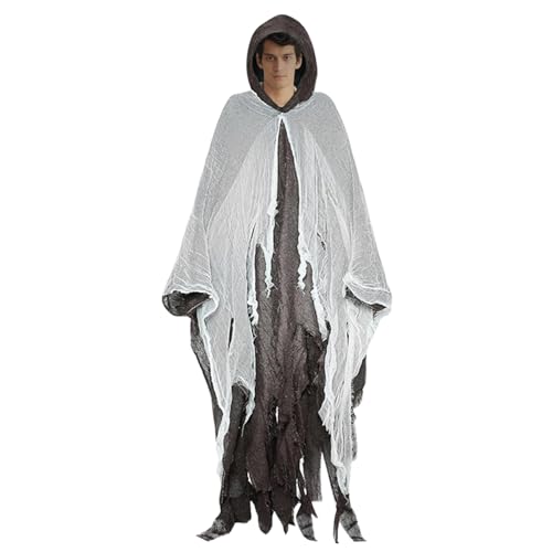 Unisex Halloween Cloak - White Mesh Kapuzenkap, Gruseliger Langlebiger Stilvoller | Kostümstück Für Themenfeierlichkeiten, Rollenspiele, Nachttänze, Cosplay -Shows, Halloween -Versammlungen Und Party Unisex Halloween Cloak - White Mesh Kapuzenkap, Gruseliger Langlebiger Stilvoller | Kostümstück Für Themenfeierlichkeiten, Rollenspiele, Nachttänze, Cosplay -Shows, Halloween -Versammlungen Und Party von Zunishaone