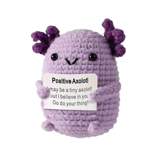 Zunishaone Axolotl-Plüschtier zum Häkeln, handgestricktes Spielzeug mit Positivkarte | Amigurumi Axolotl niedlich und weich für Kinder und Erwachsene | Ideales Ermutigungsgeschenk für und von Zunishaone