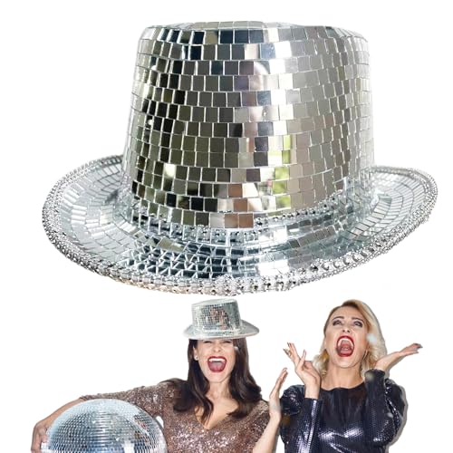 Zunishaone Kopfbedeckung für Erwachsene, Glitzer-Hut, Disco Dress-Up Hut | Uni Kostüm Party Zubehör Mode Spiegel Pailletten für Erwachsene Männer Frauen Tanz Zunishaone Kopfbedeckung für Erwachsene, Glitzer-Hut, Disco Dress-Up Hut | Uni Kostüm Party Zubehör Mode Spiegel Pailletten für Erwachsene Männer Frauen Tanz von Zunishaone