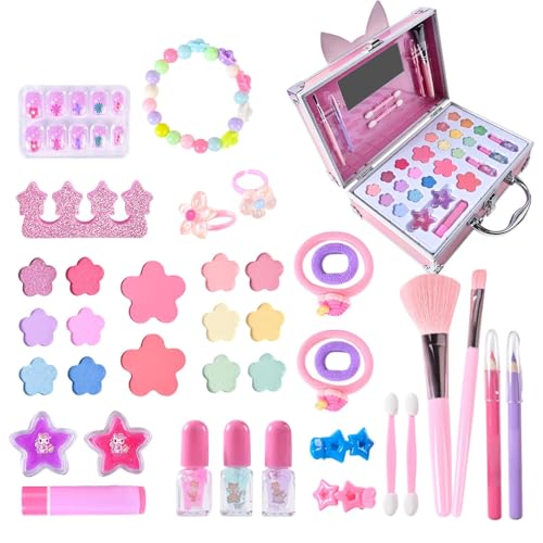 Zunishaone Make-up-Set für Mädchen, Make-up-Set für Mädchen | Waschbares Make-up-Set | Princess Cosmetic Playset für Mädchen, Gesichts-Make-up für Kleinkinder von Zunishaone