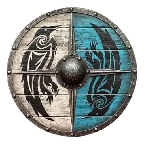 Zunishaone Medieval Shield Display - Historische dekorative Wandverzierung, Valhalla inspirierter | Kriegerpanzerstil Requisite, Ära Battle Emblem, Themendekoration für Heimschiff Restaurant Int von Zunishaone