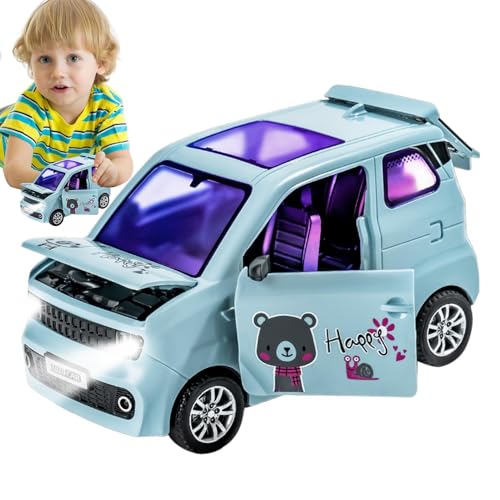 Zunishaone Min-Fahrwagen für Kinder, beleuchtetes offenes Türspielzeug mit Geräuschen, Fahrzeugmodelle zur Entwicklung der Neugier von Kindern, buntes Spielzeug für Fahrzeuge von Zunishaone