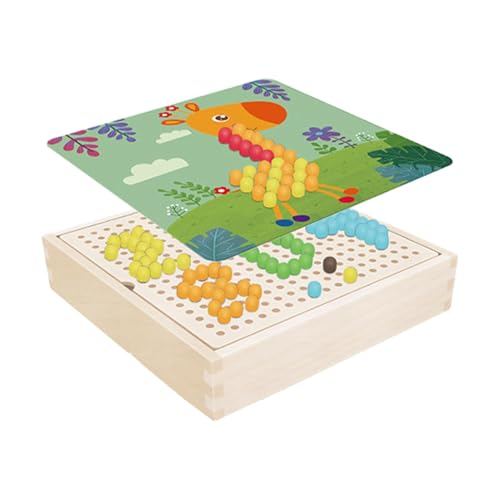 Zunishaone Nagelspiel aus Pilzholz – 240 Stück mit Lochwand | montesori-Lernspielzeug, Entwicklung feiner Motorik | Aufbewahrungsbox aus Massivholz, Puzzle mit bunten Pilznägeln von Zunishaone