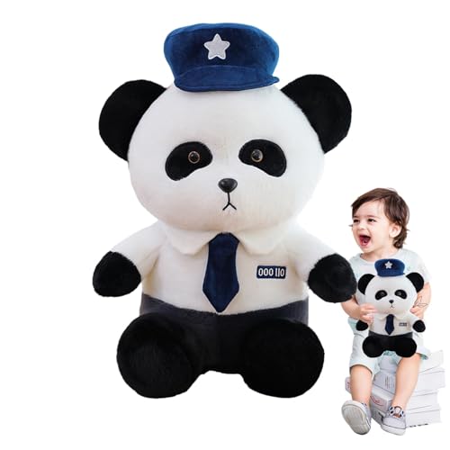 Zunishaone Panda-Plüschpuppe | Panda-Umarmungskissen mit und Krawatte, weiche, gemütliche Tierpuppe, verspielter Begleiter für Bett, Sofa, Wohnzimmer, Schlafzimmer von Zunishaone
