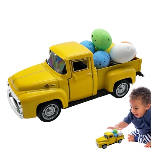 Zunishaone Pickup Osterwagen, Osterwagen, pädagogisches Sammelmodell mit Eiern, Dekoration für die Küche zu Hause, Modell Bauernhof aus Metall, Vintage von Zunishaone