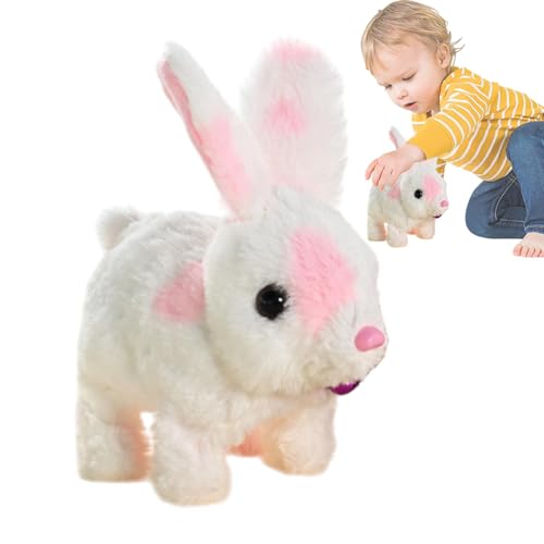 Zunishaone Realistisches Kaninchen-Spielzeug, Plüschtier mit beweglichem Kaninchen, interaktiv, elektronisch, gepunktet, 15,2 cm (6 Zoll) mit Glocke | Geräusche und Bewegungen, Lernspielzeug von Zunishaone