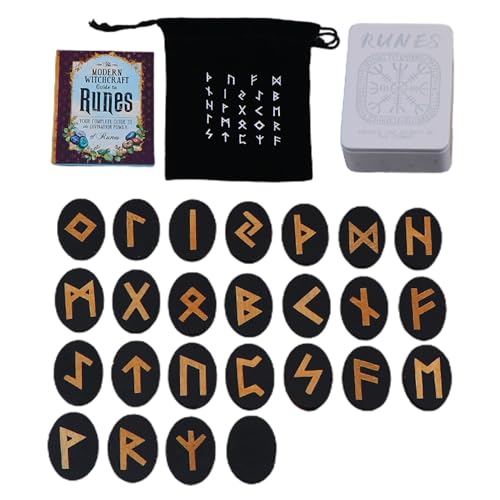 Zunishaone Runen-Set – Mystisches Runen-Set, Altar-Wahrsagungswerkzeuge, mit Aufbewahrungstasche und Anleitung, geschnitzte Symbole für Anfänger, spirituelle Praxis, Meditation und Unterhaltung von Zunishaone
