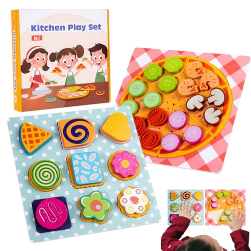 Zunishaone Sorteri von für das Kind 1-3, Sortieren zu - Füttern und Matching von Spielzeug | Pädagogische Entwicklung feiner Fähigkeiten aus Holz mit Pizzakeks-Design von Zunishaone