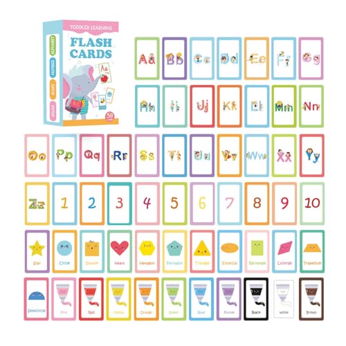 Zunishaone Sprechende Flash-Karten für Pädagogische Taschen-Flash-Karten | Alphabet-Flash-Karten 58 Stück kognitive Flash-Karten | doppelseitiges Lernspielzeug, Lernkarten von Zunishaone