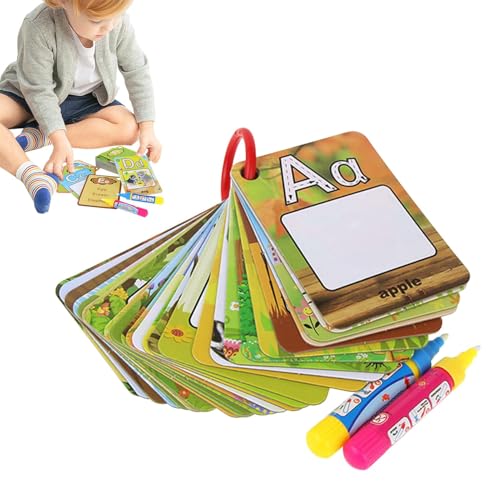Zunishaone Wassermalkarten des Alphabets, Alphabet-Zeichnungskarten – Lernkarten des Alphabets für Wasserschreiben, pädagogisches Spielzeug zum Färben auf Wasser für Kleinkinder von Zunishaone