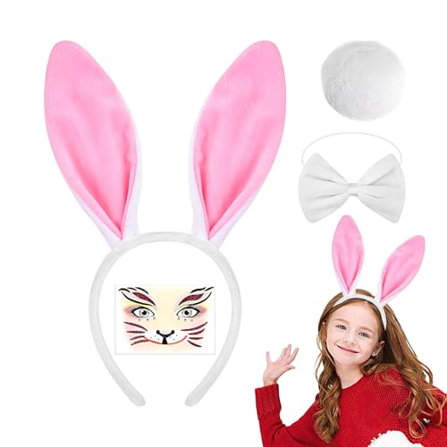 Zunishaone Weiße Hasenohren, Weißes Häschenkostüm,Weißes Kaninchen-Zubehör, süßer Hasenohren-Aufkleber mit Gesicht | Hasen-Kostümzubehör, Hasenohren-Stirnband für Kinder, Damen, Herren, Karneval, Zunishaone Weiße Hasenohren, Weißes Häschenkostüm,Weißes Kaninchen-Zubehör, süßer Hasenohren-Aufkleber mit Gesicht | Hasen-Kostümzubehör, Hasenohren-Stirnband für Kinder, Damen, Herren, Karneval, von Zunishaone