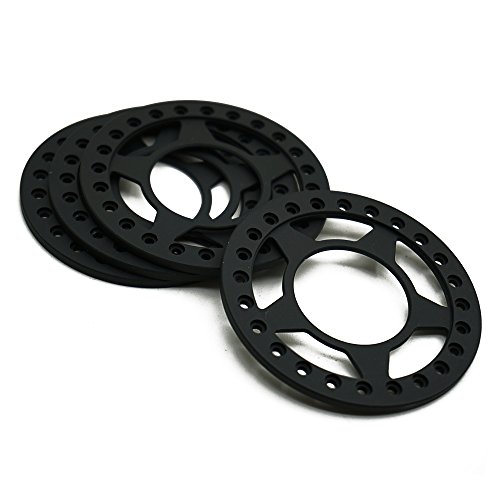 XUNJIAJIE 4 Stück 2.2 Zoll Felge Felgenringe Beadlock Ersatz Rad-Ring für 2.2 Zoll Felge 1:10 Crawler Wraith Modell-Auto (Matt-schwarz) von ZuoLan