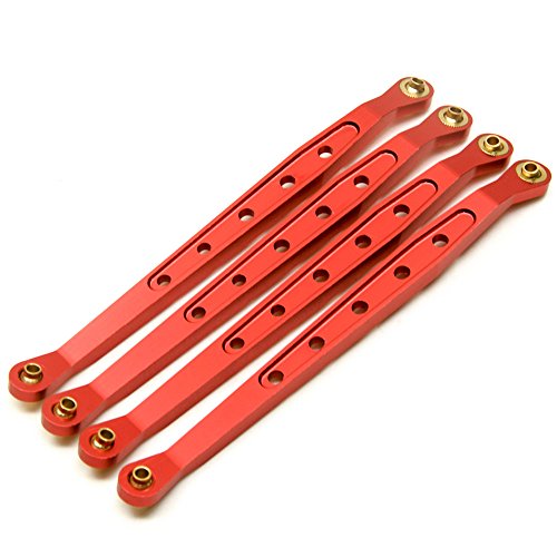 XUNJIAJIE 4 Stück Aluminium Lower Suspension Link-Gestänge für 1/10 RC Crawler Car AXIAL Wraith (Rot) von ZuoLan