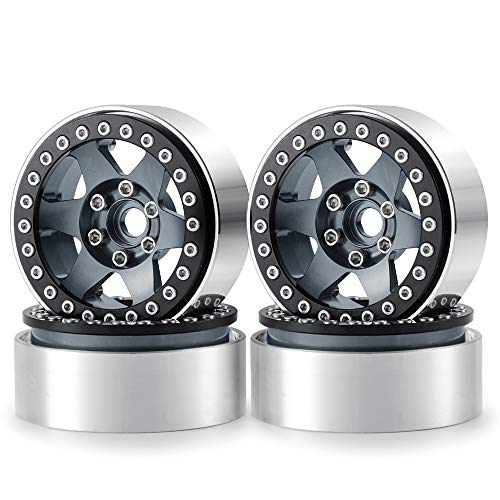 XUNJIAJIE 4 Stück Aluminum Alloy 1,9 RC Felge Felgenringe Beadlock Radfelge für 1/10th RC Crawler SCX10 II,SCX10 iii AXI03007,TRX4,D90 Modell-Auto von ZuoLan