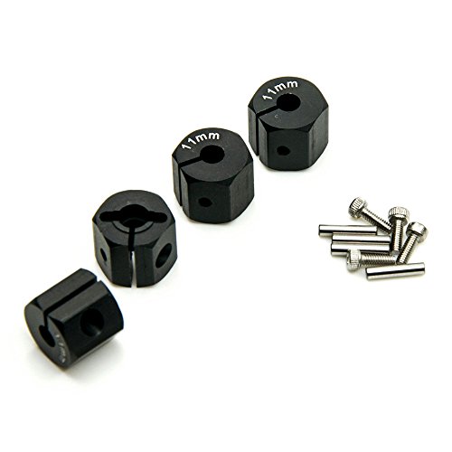 ZuoLan 1 Set Aluminum 12mm Rad-Hex Felge Hex Hub Mutternkappen Pin Set Fuer 1/10th RC Modell Auto (Schwarz, 11MM) von ZuoLan