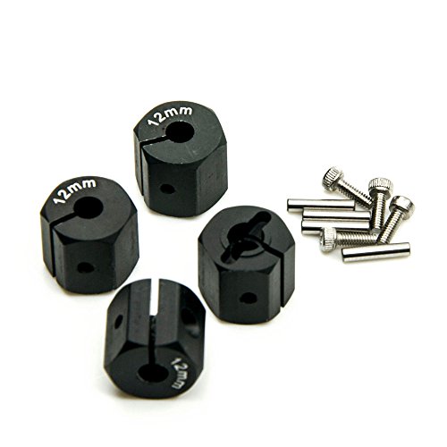 ZuoLan 1 Set Aluminum 12mm Rad-Hex Felge Hex Hub Mutternkappen Pin Set Fuer 1/10th RC Modell Auto (Schwarz, 12MM) von ZuoLan