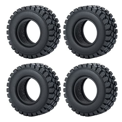 ZuoLan 4 Stücke Gummi Micro 1" RC Reifen Wheel Tyres Tires for All 1/24 Axial SCX24 AXI00001,AXI00002,AXI90081 Deadbolt RC Crawler Truck Car Zubehör (50mm) von ZuoLan