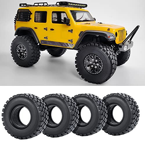 ZuoLan 4 Stücke Gummi Micro 1" RC Reifen Wheel Tyres Tires with with Foam Insert for All 1/24 Axial SCX24 AXI00001,AXI00002,AXI90081 Deadbolt RC Crawler Truck Car Zubehör (54mm) von ZuoLan