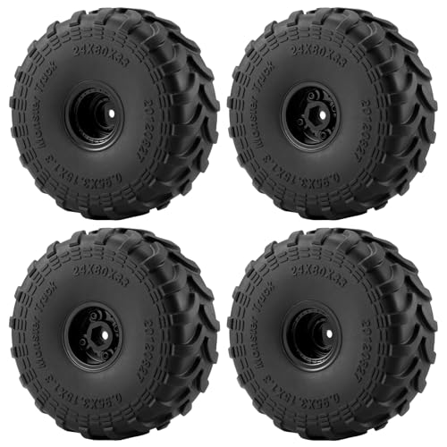 ZuoLan 4PCS RC Monster Räder Reifen Wheels Tires Set 80 * 33mm with Foam Insert for 1/24 Axial SCX24 AX24 TRX4-MT Truck Car von ZuoLan