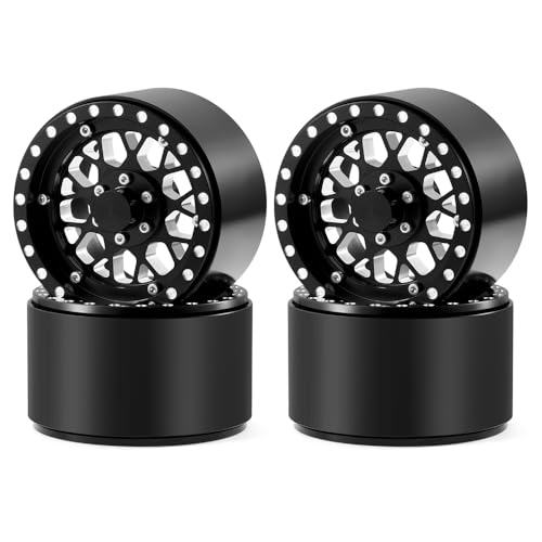 ZuoLan Breite 39 mm, 2,2 Zoll Beadlock Felgen Deep Dish Aluminium felgen für Axial Wraith SCX10-II III 1/10 RC Crawler Truck Auto (Schwarz) von ZuoLan