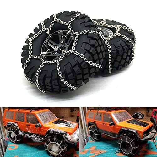 ZuoLan 4PCS RC Car Anti-Skid Snow Chains Schneeketten for TRX4,SCX10,SCX10-II 1/10th RC Crawler Truck Car von ZuoLan