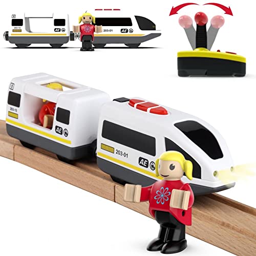 Zuoan Batteriebetriebener Zug für Holzeisenbahngleis-Set (Magnetverbindung) – leistungsstarker Motorzug kompatibel mit Thomas, Brio, Chuggington von Zuoan