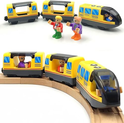 Batteriebetriebenes Action-Lokomotiv-Zugset für Holzeisenbahnschienen (magnetisch) - Kompatibel mit Thomas die Lokomotive, Brio-Zugset für Kleinkinder im Alter von 3 4 5 Jahren (ohne holz-gleise) von Zuoan