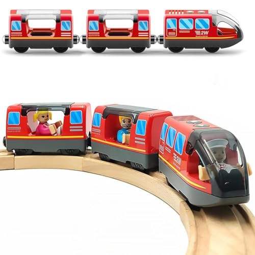 Zuoan Batteriebetriebener Zug für Holzeisenbahngleis-Set Spielzeug Hochgeschwindigkeit für Kleinkinder 3 4 5 Jahre alte Jungen Kinder Magnetische Kupplungen von Zuoan