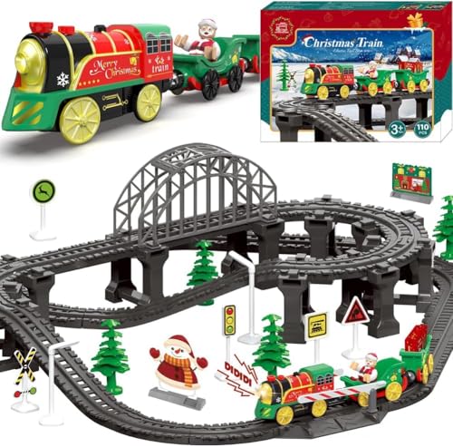 Zuoan Zug Set für Kinder Alter 2-8, Perfekte Ferien Spielzeug Deluxe Elektro für Kleinkinder, Festliche 110 Pcs Zug Set mit Klängen, Ideal für Jungen und Mädchen von Zuoan