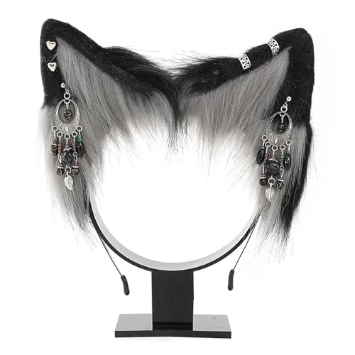 Zuoeay Anime Cosplay Requisiten Katze Hair Hoop Pelzstyling Mit Schmuck Für Halloween Stirnband Pelzige Kätzchen Carnivals Katzenohrclips von Zuoeay