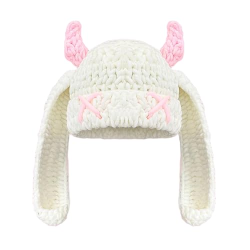 Zuoeay Crochet Devil Horn Warm Dehlere Winterkappe Für Cosplay Halloween Weihnachtskostüm Erwachsene Teenager Lustige Teufelshörner von Zuoeay