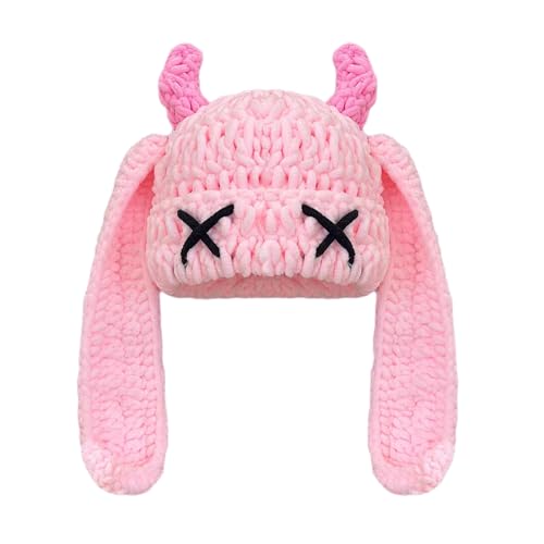 Zuoeay Crochet Devil Horn Warm Dehlere Winterkappe Für Cosplay Halloween Weihnachtskostüm Erwachsene Teenager Lustige Teufelshörner von Zuoeay