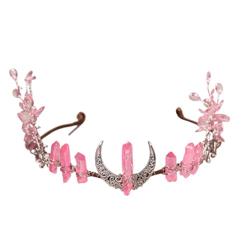Zuoeay Hexenkristall Braut Stirnband Mond Für Karnevals Party Handgefertigtes Party Cosplay Kostüm Bridezubehör Verstellbare Blumenkrone von Zuoeay
