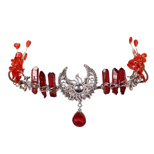 Zuoeay Hexenkristall Braut Stirnband Mond Für Karnevals Party Handgefertigtes Party Cosplay Kostüm Bridezubehör Verstellbare Blumenkrone von Zuoeay