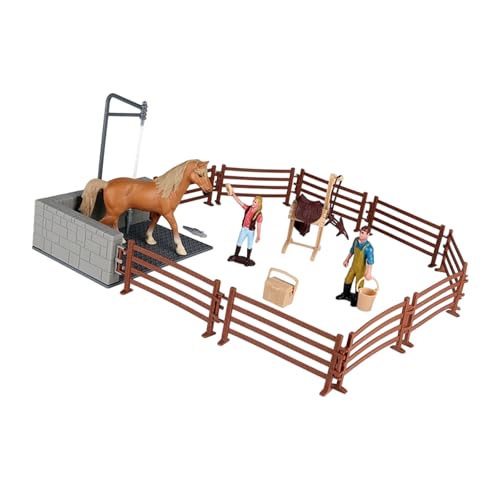 Zuoeay Kinder Sicherer Ungiftiger Plastikmodell Pferdestierkollektion Mit Badszene Miniaturdekoration Für Fantasievolle Spielsimulation Figurine von Zuoeay