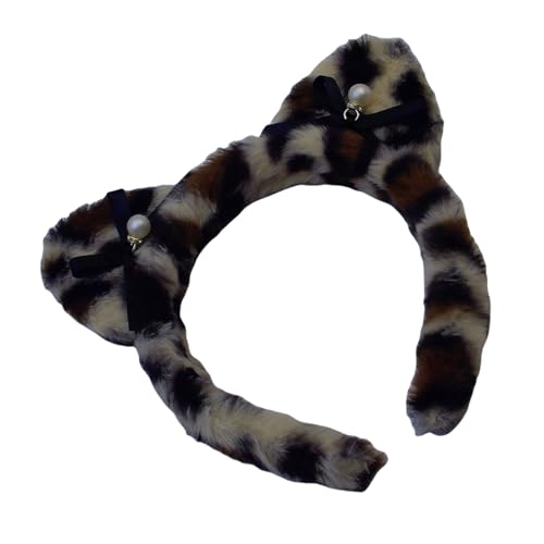 Zuoeay Tiermuster Plüsch Haarband Für Erwachsene Frauen Mit Katzen Ohrhörergeburtstagsfeier Hairhoop Rollenspiele Requisiten Gesicht Waschen Stirnband Cosplay Kostümzubehör von Zuoeay