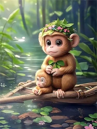 Puzzle 1000,Puzzles für Erwachsene,Affenboot Puzzles für Kinder DIY Kit Holzspielzeug Unique Gift Home Decor Framed von Zuooyi