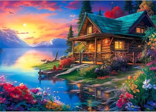 Puzzle 1000,Puzzles für Erwachsene,Ferienhaus am See Puzzles für Kinder DIY Kit Holzspielzeug Unique Gift Home Decor Framed Puzzle 1000,Puzzles für Erwachsene,Ferienhaus am See Puzzles für Kinder DIY Kit Holzspielzeug Unique Gift Home Decor Framed von Zuooyi