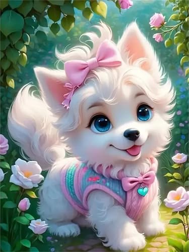 Puzzle 1000,Puzzles für Erwachsene,Weißer Hund Puzzles für Kinder DIY Kit Holzspielzeug Unique Gift Home Decor Framed von Zuooyi