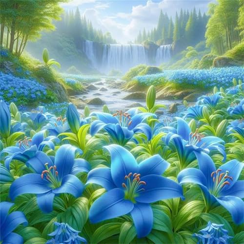 Puzzle 1000 Teile Blauer Liliengarten,Puzzles für Erwachsene 1000 Teile EIN Herausforderndes Geschicklichkeitsspiel,DIY Puzzlespiele für Die Ganze Familie,Männer Frauen für Geschenk von Zuooyi