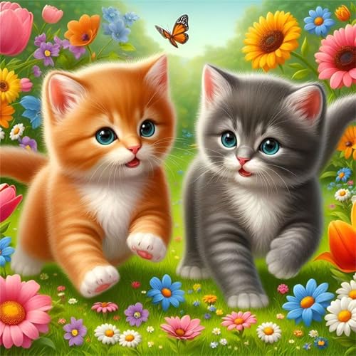 Puzzle 1000 Teile Cat Play Blumen,Puzzles für Erwachsene 1000 Teile EIN Herausforderndes Geschicklichkeitsspiel,DIY Puzzlespiele für Die Ganze Familie,Männer Frauen für Geschenk von Zuooyi