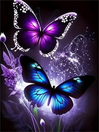Puzzle 1000 Teile Erwachsene,Framed Blauer und violetter Schmetterling Puzzles für Lernspiel Herausforderungsspielzeug 1000 Teile Puzzles für Erwachsene Kinder Geschenk Moderne Wohnkultur von Zuooyi