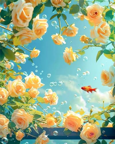 Puzzle 1000 Teile Erwachsene,Framed Gelber Rosenhimmel Puzzles für Lernspiel Herausforderungsspielzeug 1000 Teile Puzzles für Erwachsene Kinder Geschenk Moderne Wohnkultur von Zuooyi